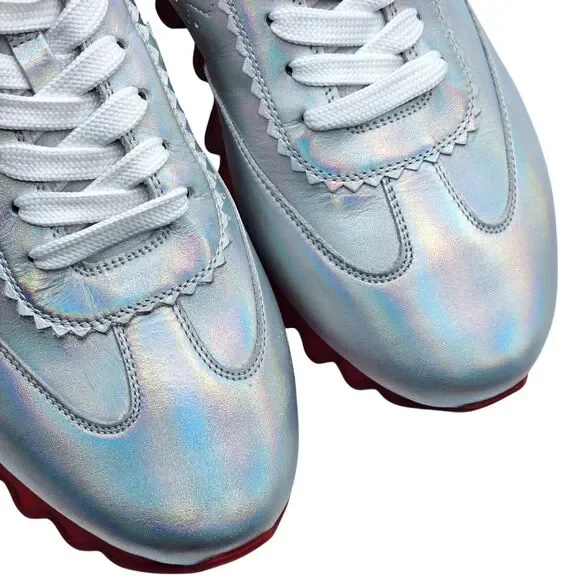 Christian Louboutin Loubishark Iridescent Sneakers - Laser Silver EU 39 / US 6